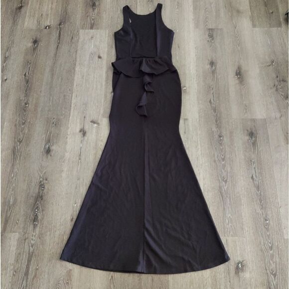 Windsor Black Mermaid Open Back Ruffle Dress Medium - Picture 4 of 9
